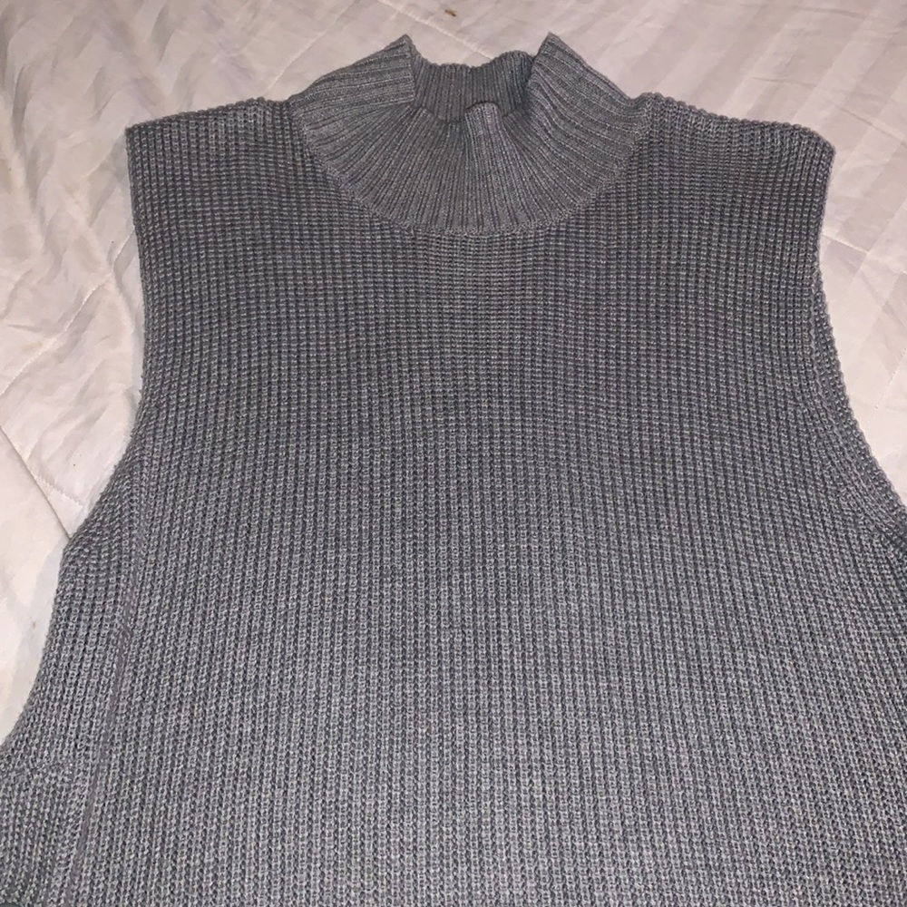 Do + Be Medium sleeveless Lace up sides cotton turtleneck knitted sweater - Picture 4 of 6